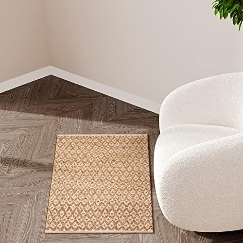 Ramanta Home Jute Cotton Rug 2x3 Feet Diamond Design