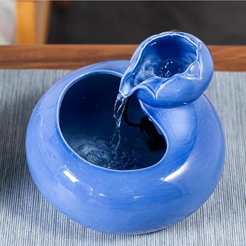 Ceramic Tabletop Fountain Blue Office Home Decor