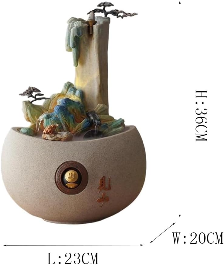 Red Tabletop Fountain with Sandstone Rockery Design