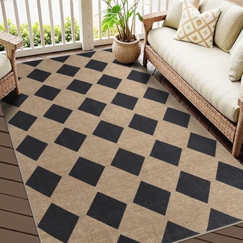 Zeeinx Checkered Jute Rug 3x5 Outdoor Indoor