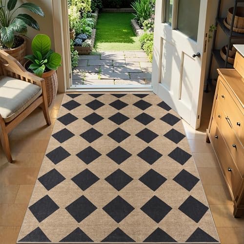 Zeeinx Checkered Jute Rug 3x5 Outdoor Indoor