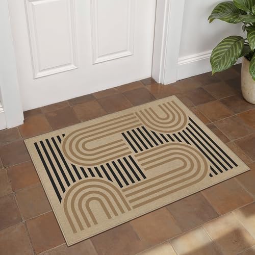 Modern Geometric Jute Inspired Non Slip Area Rug