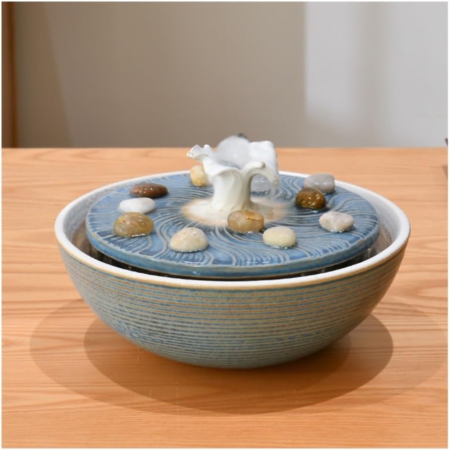 Modern Ceramic Desktop Fountain - Minimalist Zen Waterfall Decor
