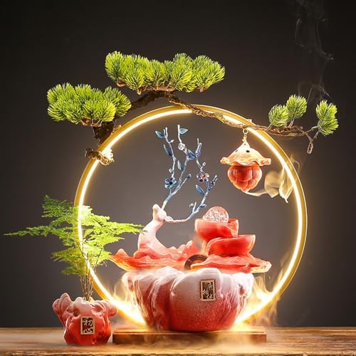 Elegant Deer Water Fountain with LED Light Mist