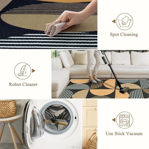 LEEVAN Easy Jute Small Rug Rainbow Geometric Design