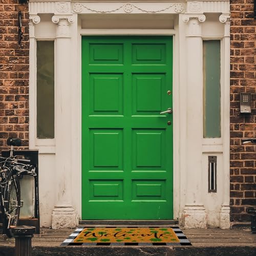 Fabbay 2 Pcs Fall Welcome Mat Buffalo Plaid Rug for Front Door