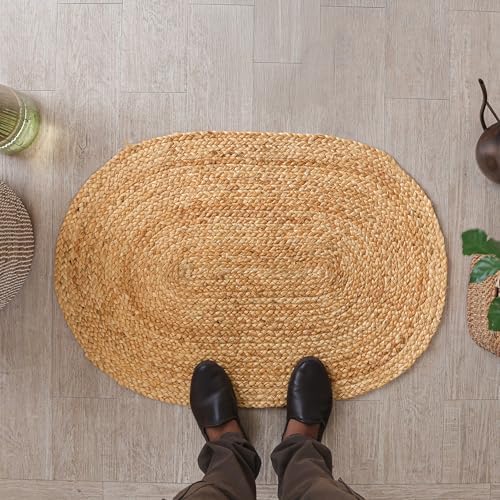 HOMEMONDE Reversible Jute Area Rug - 2x3 ft Natural Fiber Decor