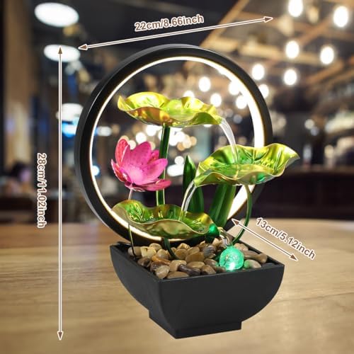 Kandishiex Tabletop Fountain with LED Lights