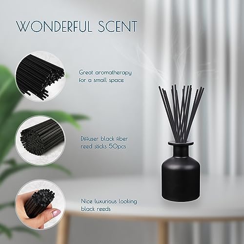 HOSSIAN 50PCS Black Fiber Reed Diffuser Sticks