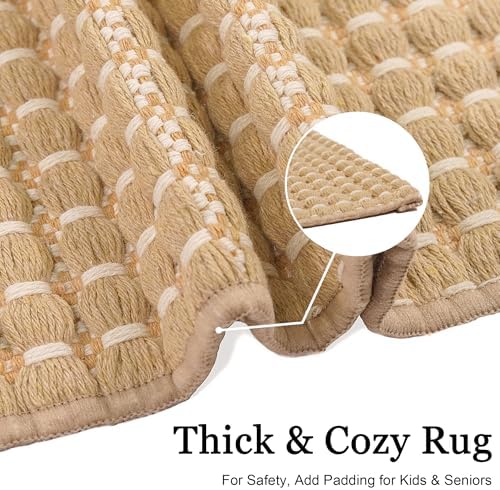 Natural Cotton Woven Hallway Runner Rug 2x6 ft Reversible