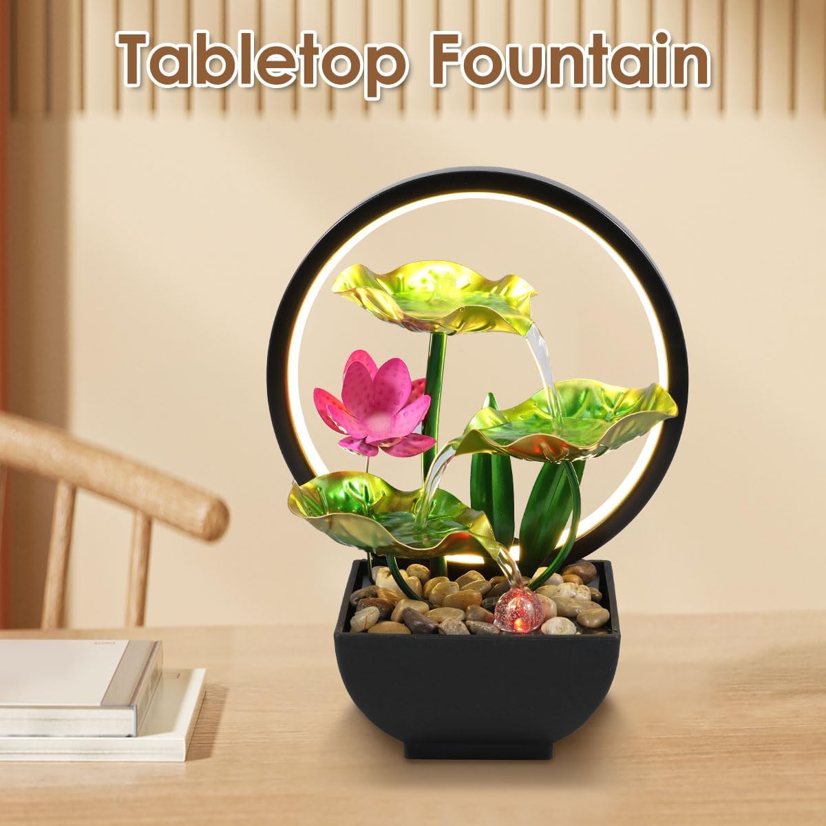 Kandishiex Tabletop Fountain with LED Lights