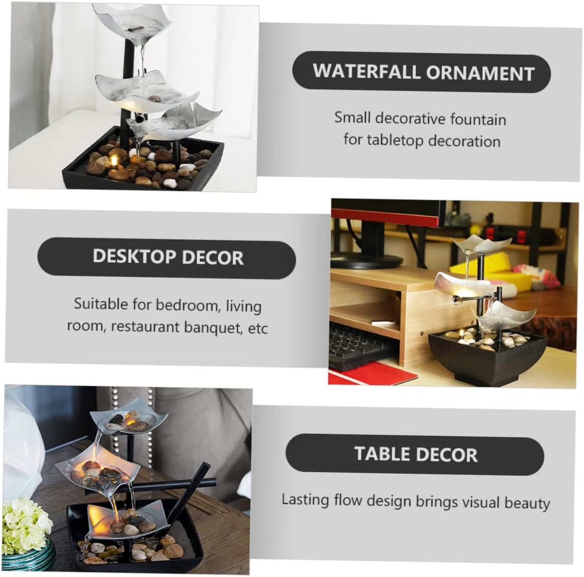 PRETYZOOM Tabletop Water Fountain Desk Decor Office Ornament