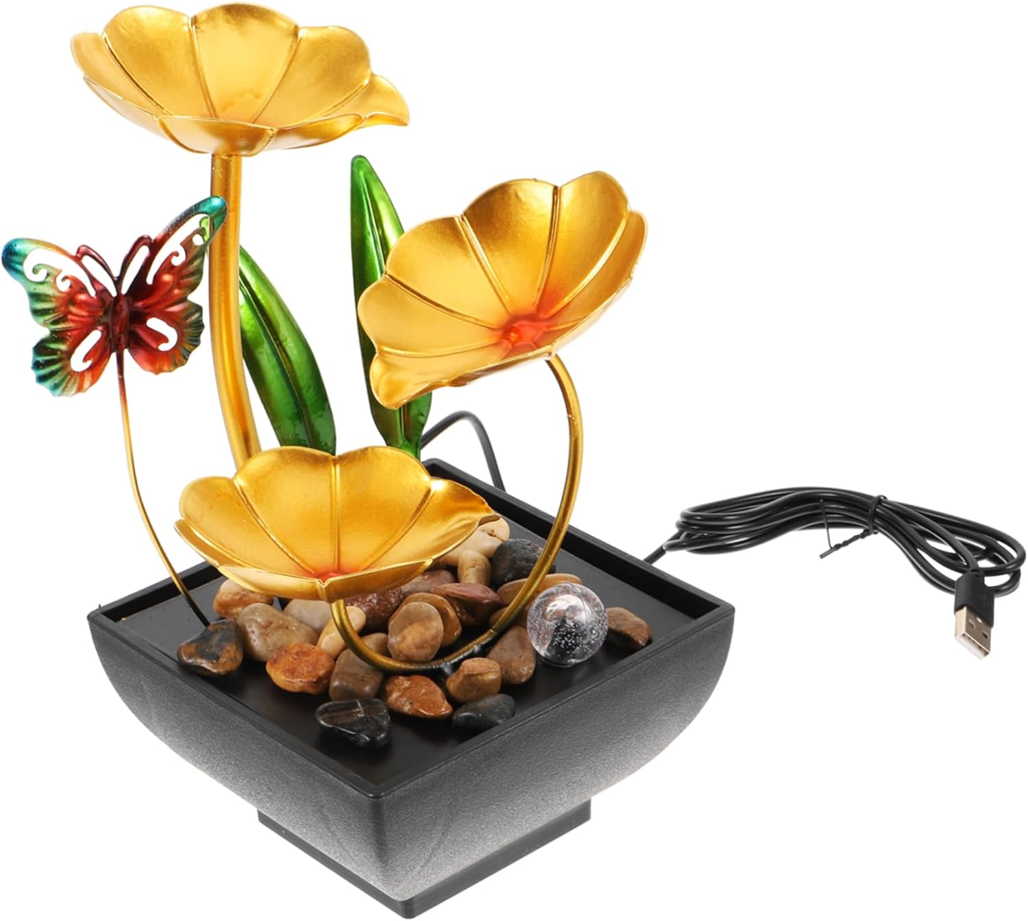 Indoor Water Feature Lotus Flower Fountain Tabletop Decor
