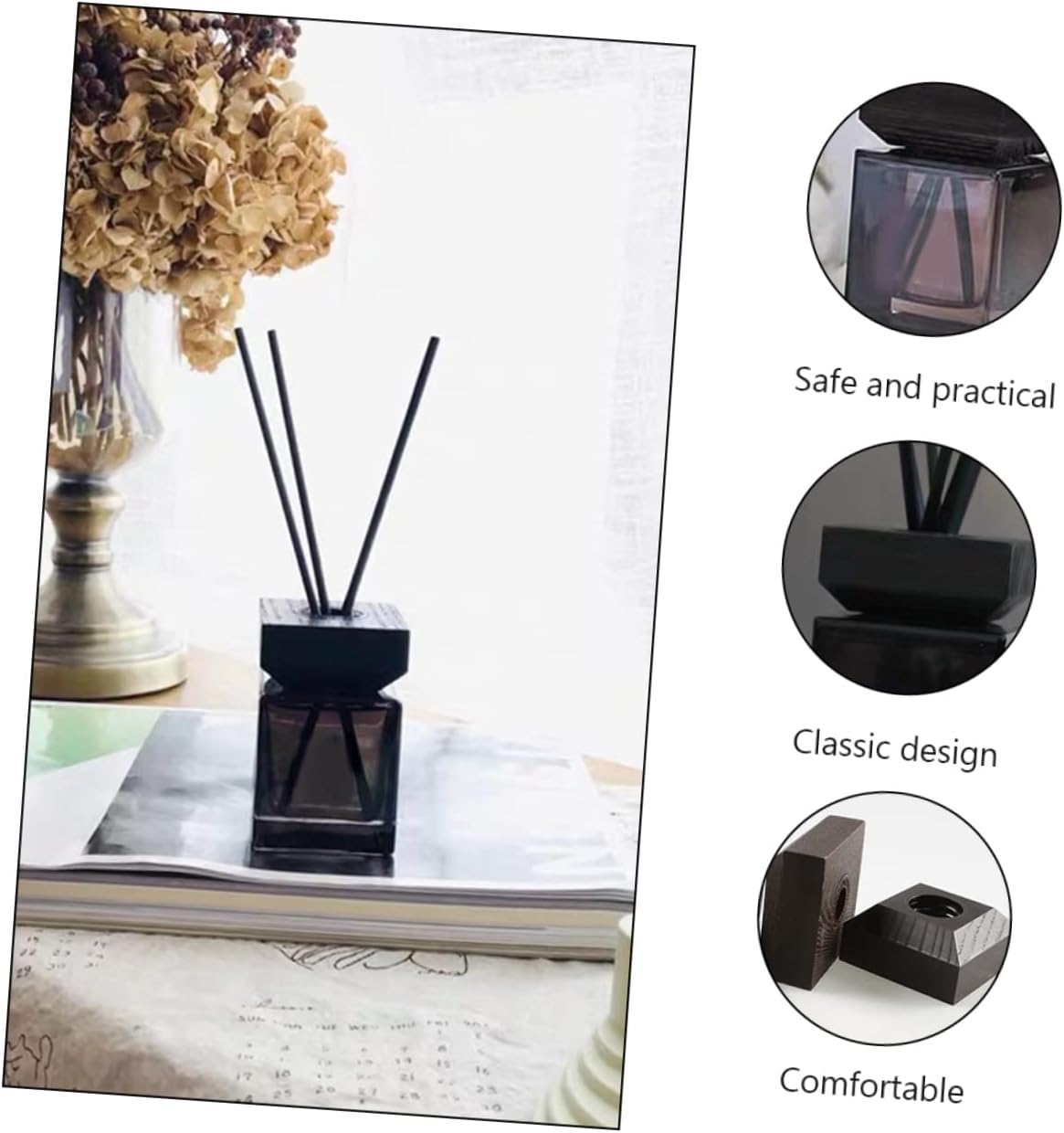 Elegant White Square Glass Diffuser Bottle for Essential Oils