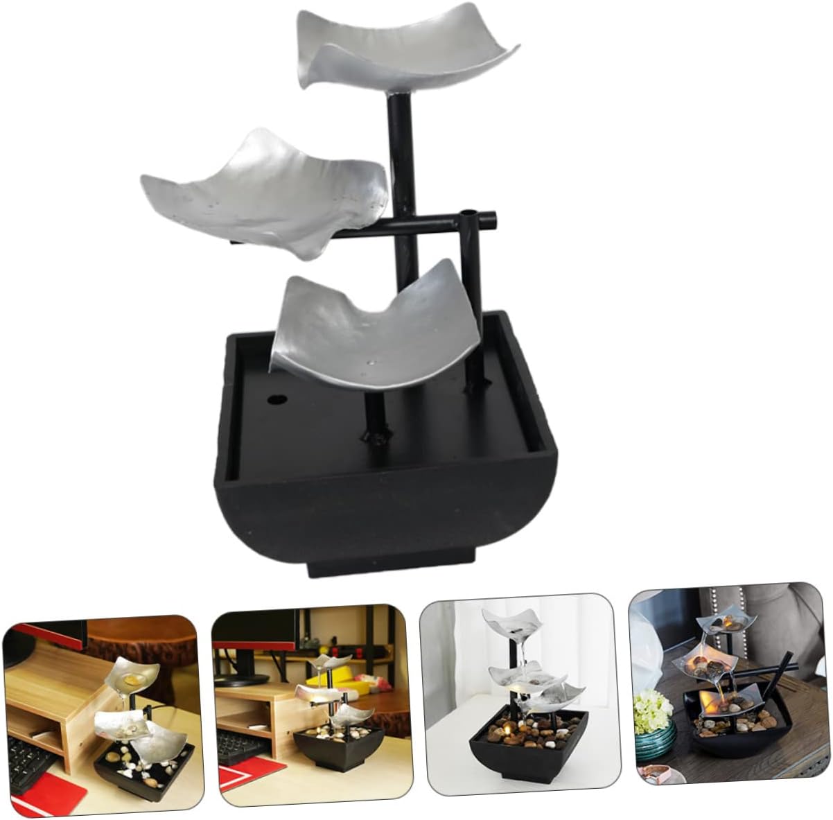 Zerodeko Tabletop Running Water Fountain Office Decor