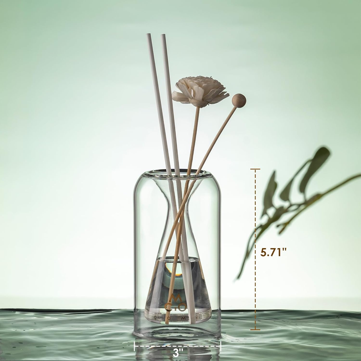 COMI Empty Glass Diffuser Bottles with Reed Sticks and Luminous Base