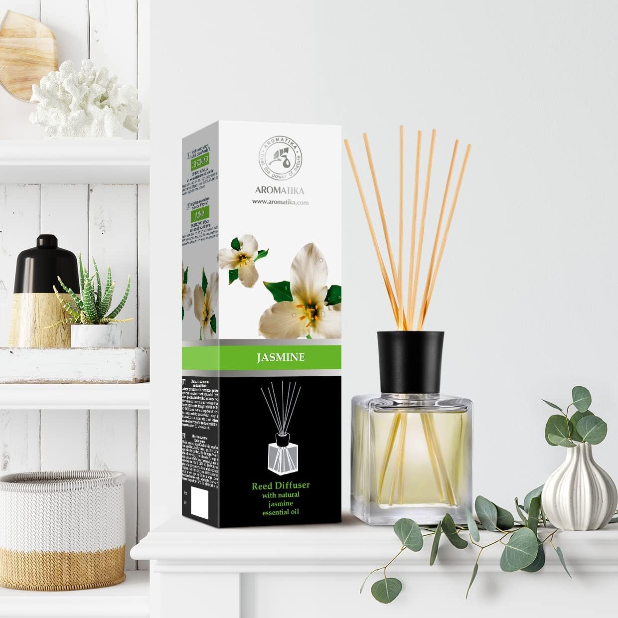 Jasmine Reed Diffuser with Natural Essential Oil 17 Fl Oz