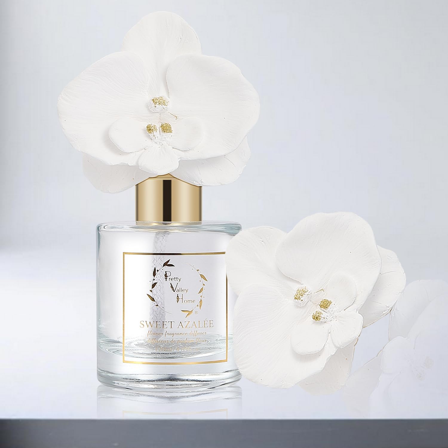 Pretty Valley Home Reed Diffuser Set Orchid Flower Oil 120Ml Gift Box for Decor