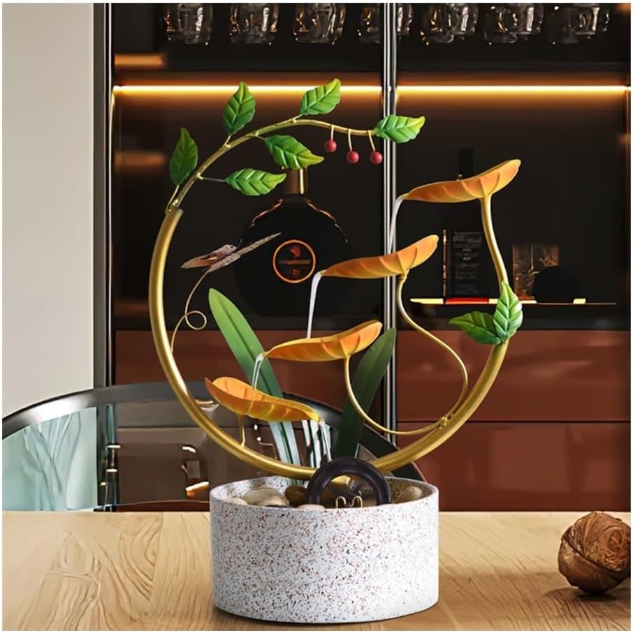 Gorttyeo Tabletop Fountain with Feng Shui Wheel Red