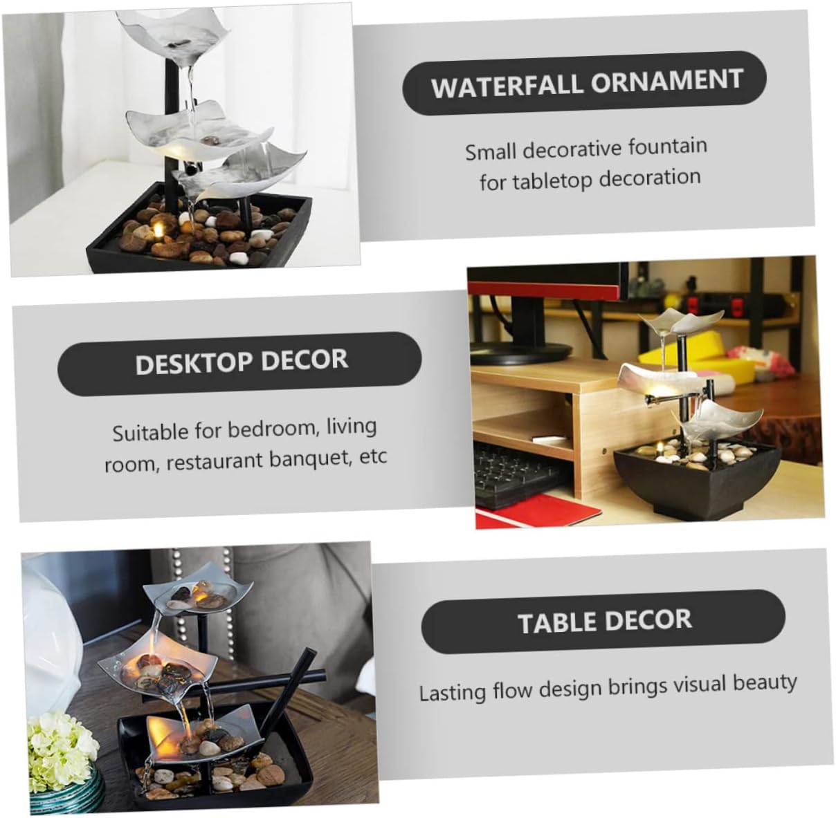 Running Water Tabletop Fountain for Desk Decor