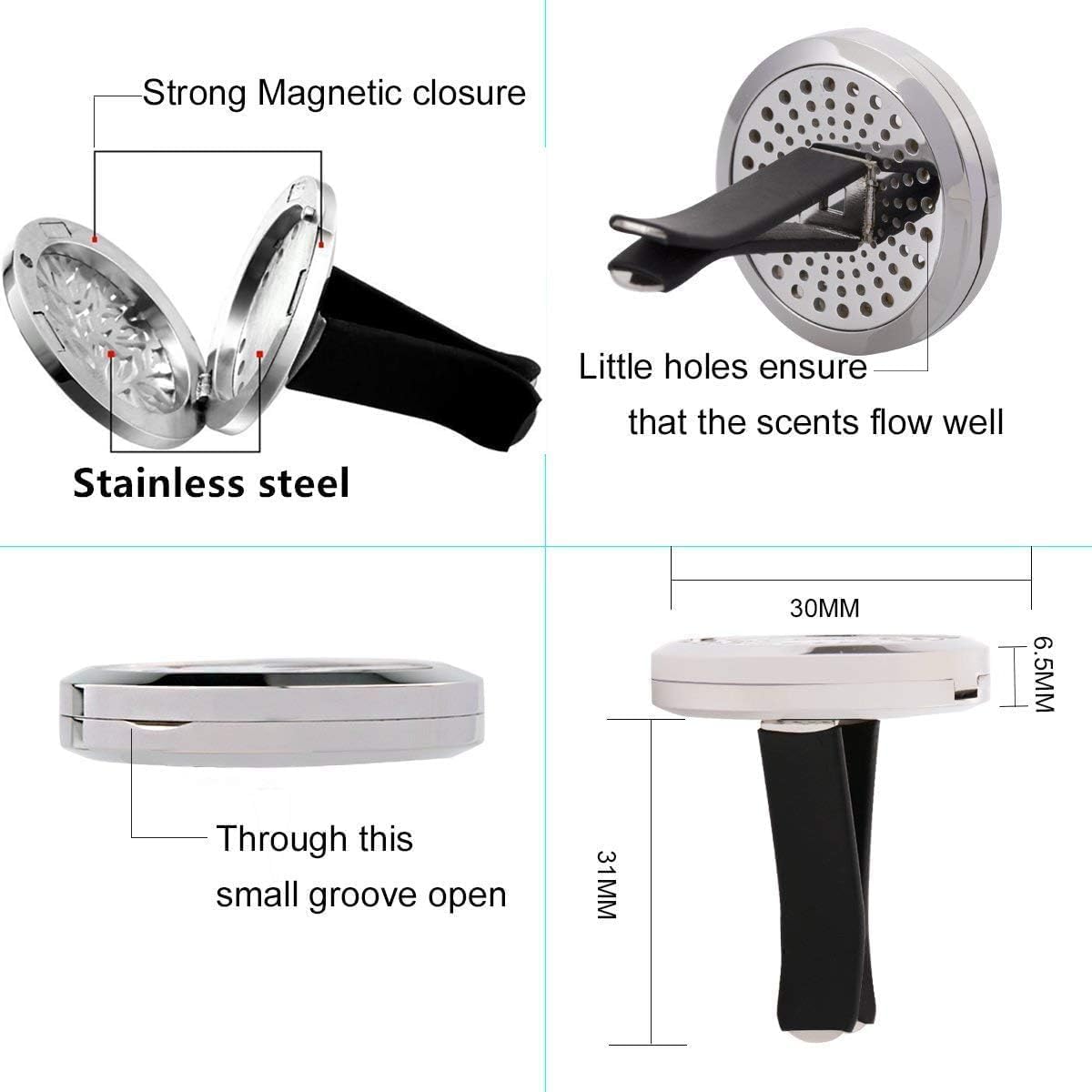 GERRIT 6 Piece Aromatherapy Diffuser Set with 72 Replacement Felt Pads and Gift Bag