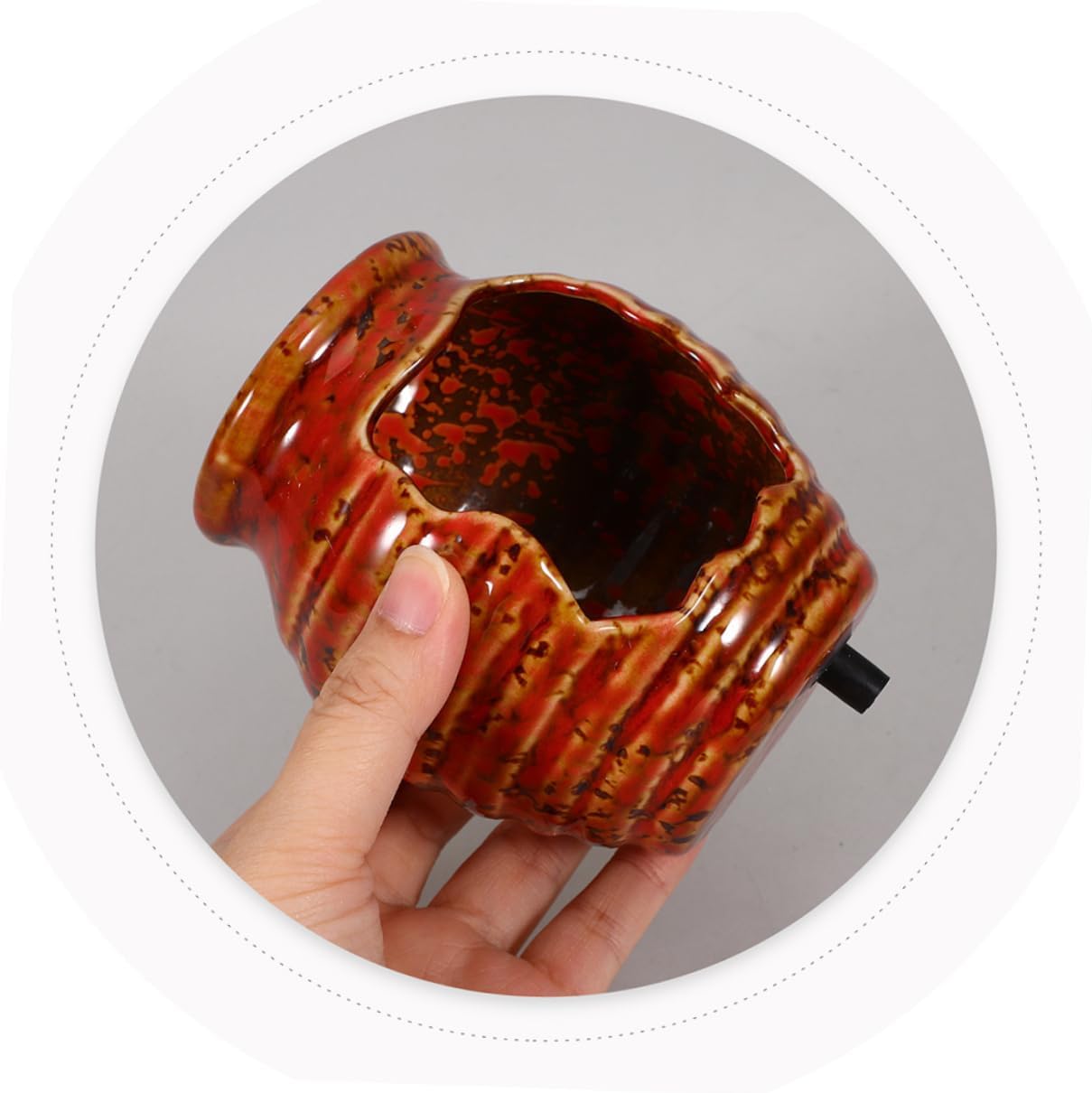 Ceramic Jar Water Fountain Rustic Zen Decor for Indoor and Outdoor Use