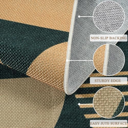LEEVAN Easy Jute Small Rug Rainbow Geometric Design