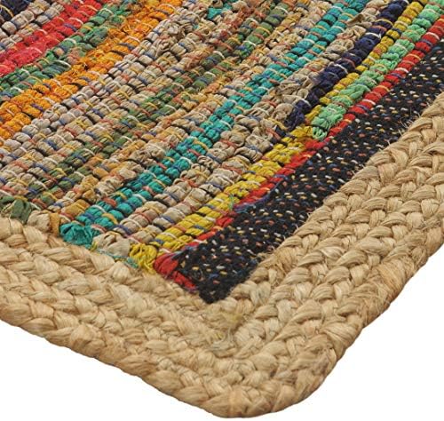 Multicolored Geometric Jute Bordered Accent Rug 2x3