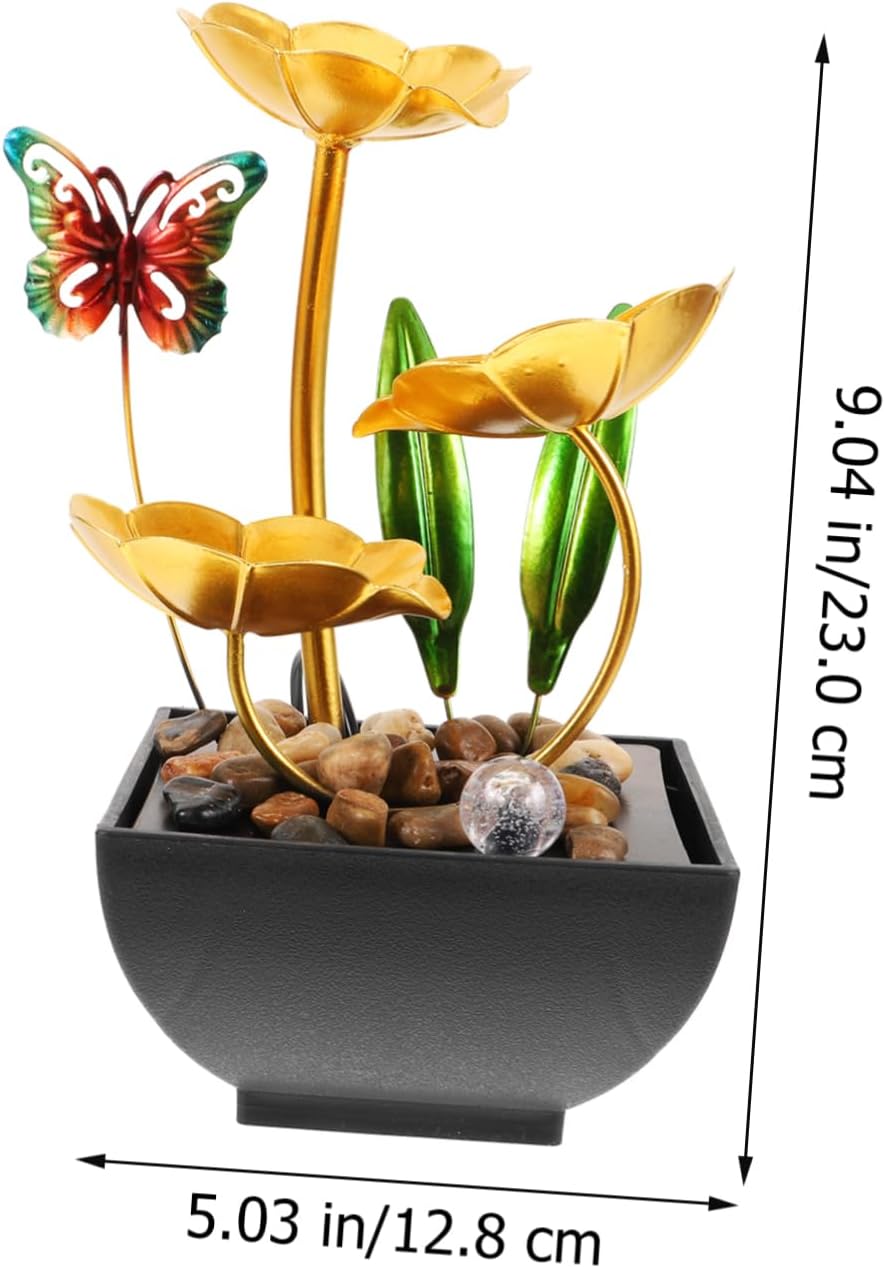 Indoor Water Feature Lotus Flower Fountain Tabletop Decor