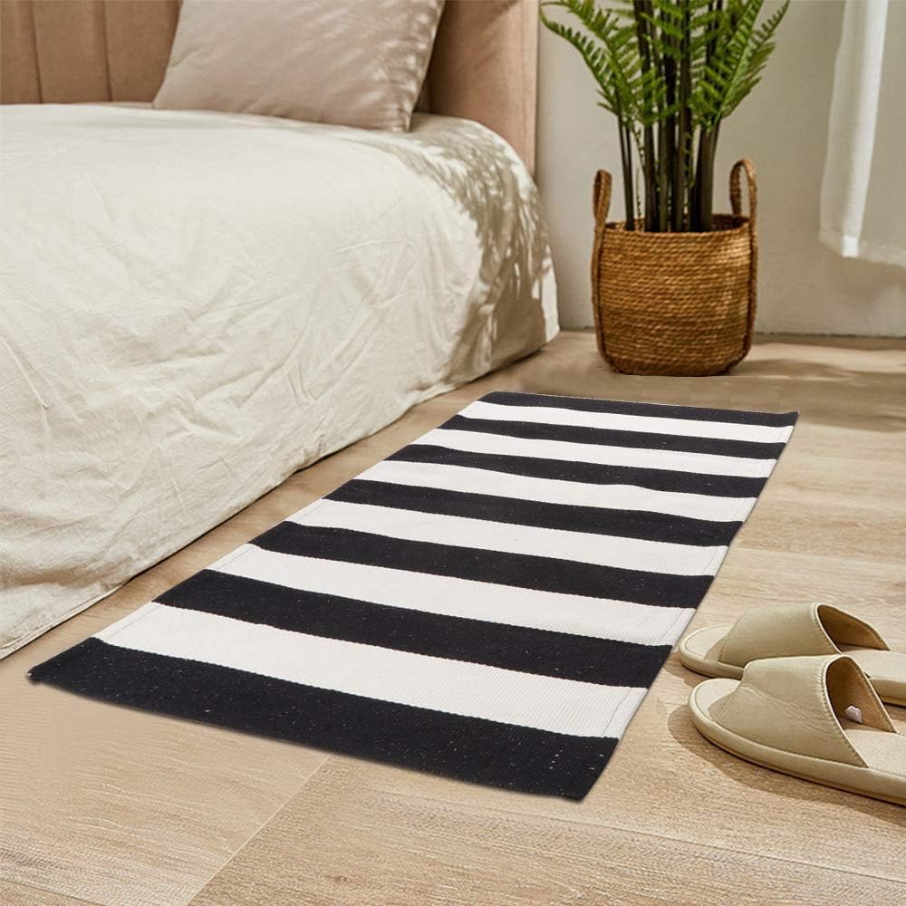Black and White Striped Rug 236x512 Door Mat