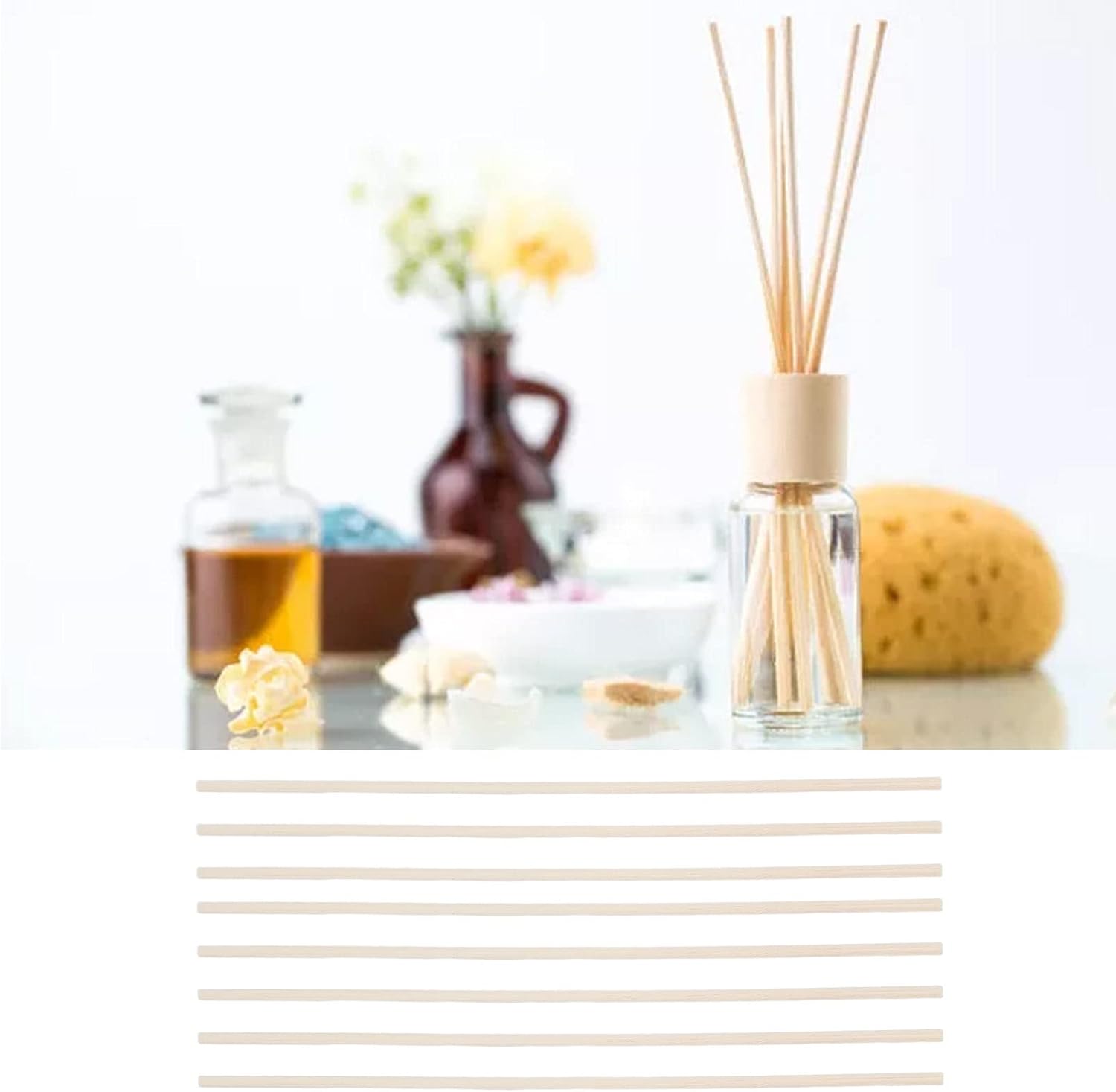 Asodomo 100pcs Reed Diffuser Sticks for Home Office Bathroom