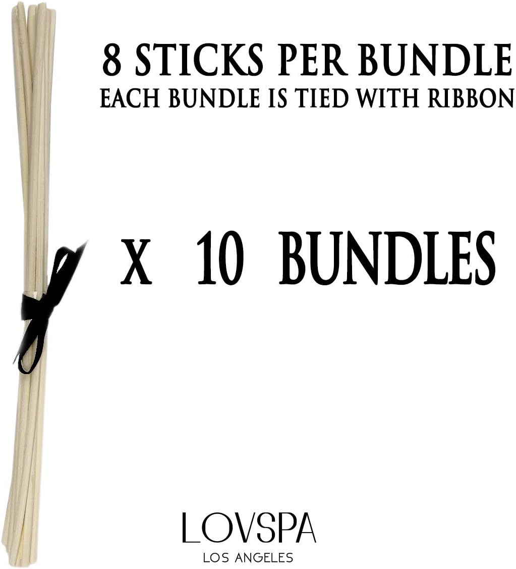 LOVSPA Reed Diffuser Sticks - 80 Pack 10 Bundles 8 Inch Brown Rattan Unscented