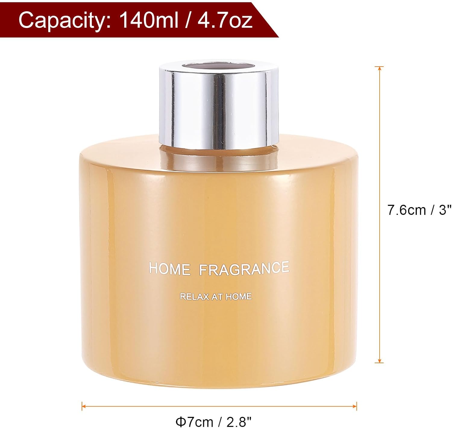 HARFINGTON 4pc Glass Diffuser Set 140ml Pale Orange with Silver Cap