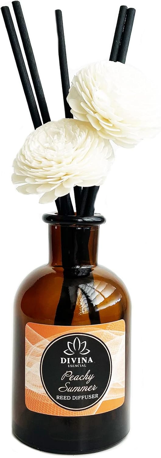 Divina Esencial Luxury Reed Diffuser Set with 120ml Amber Glass Bottle and 5 Reeds