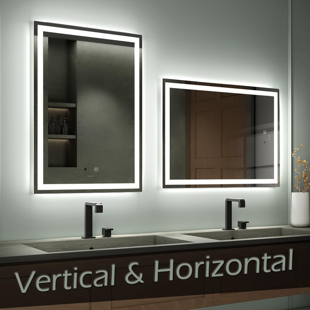 GP GANPE 32x40 Inch LED Bathroom Mirror with Bluetooth