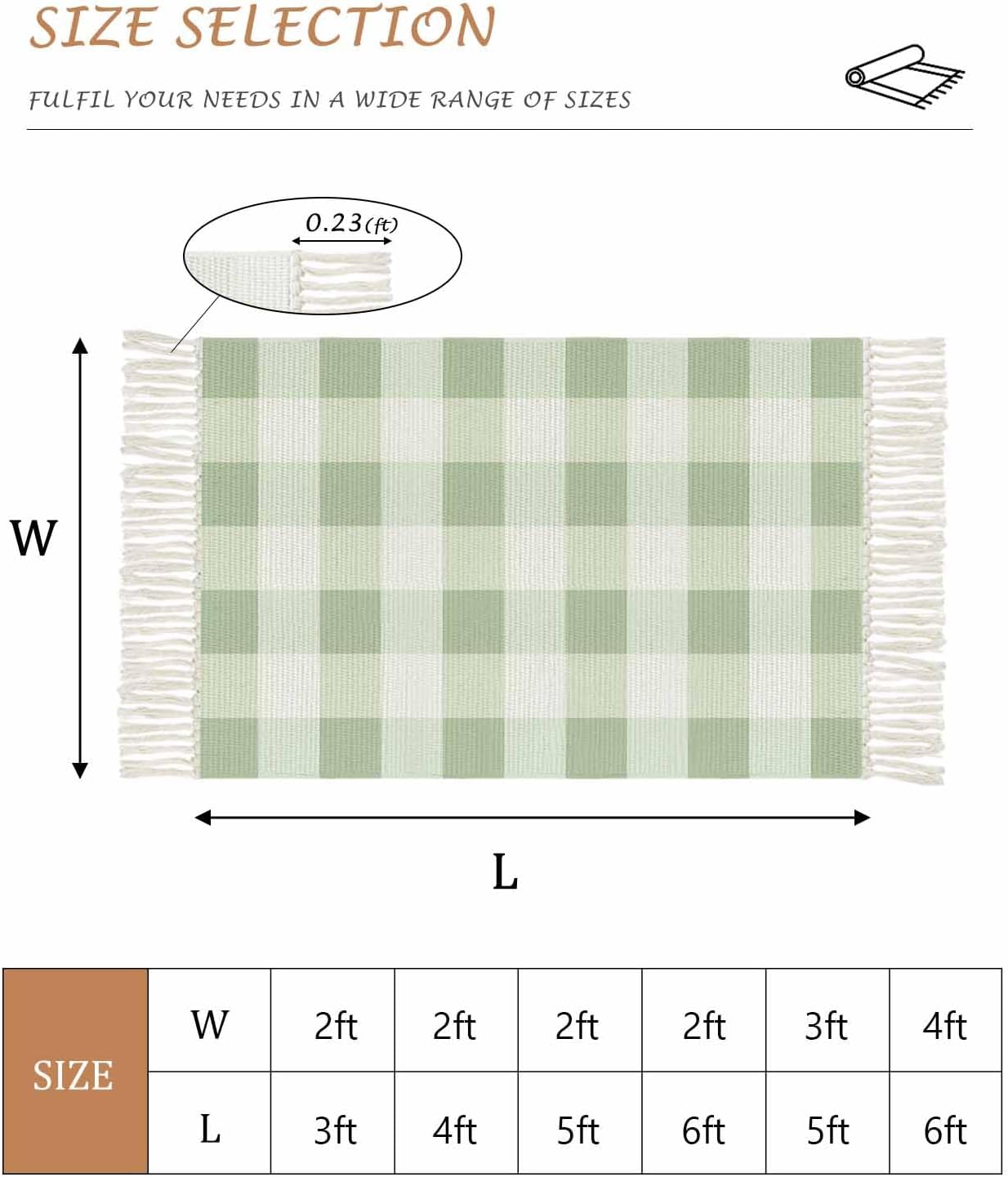 Sage Green Buffalo Check Bathroom Rug 2x3ft