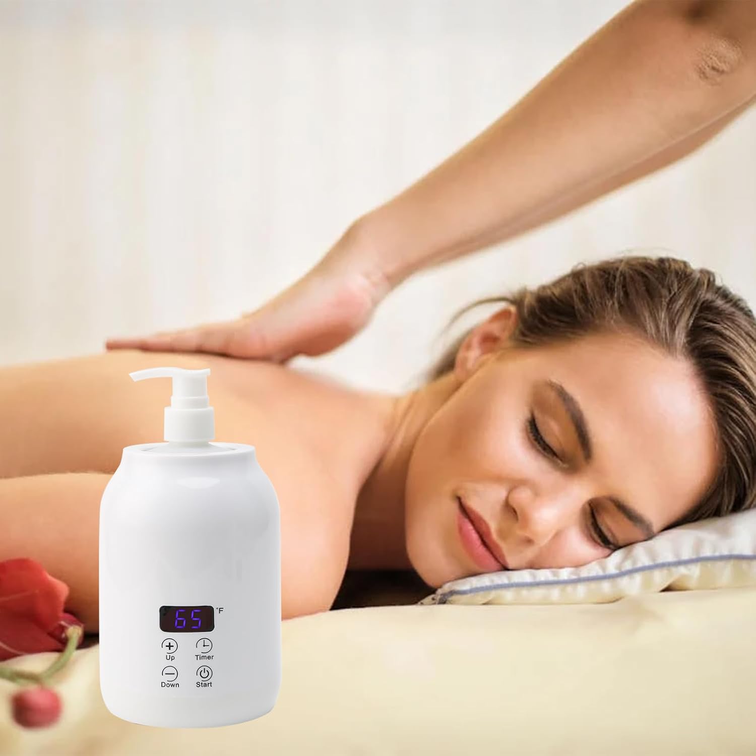 Massage Oil Warmer with 2 Bottles and Digital Timer