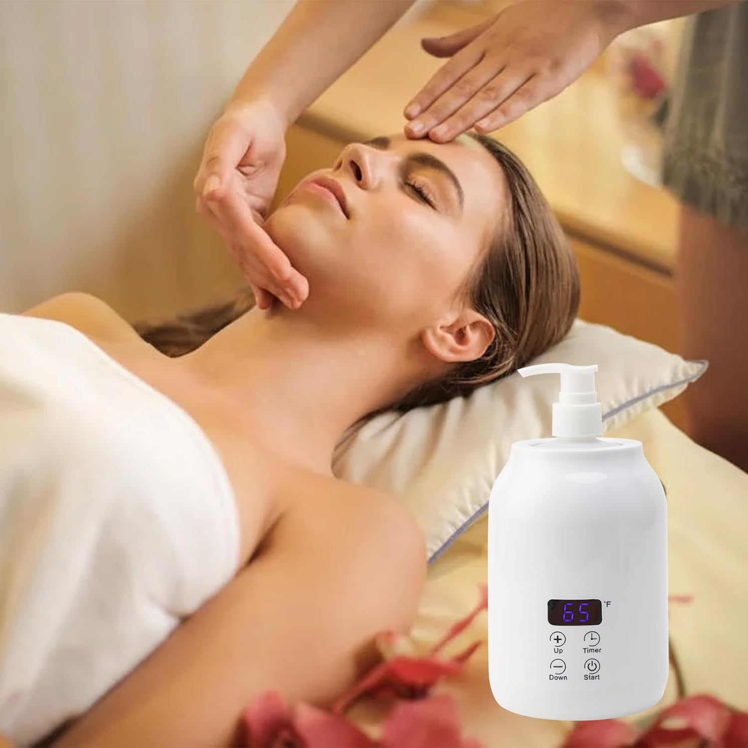 Massage Oil Warmer with 2 Bottles and Digital Timer