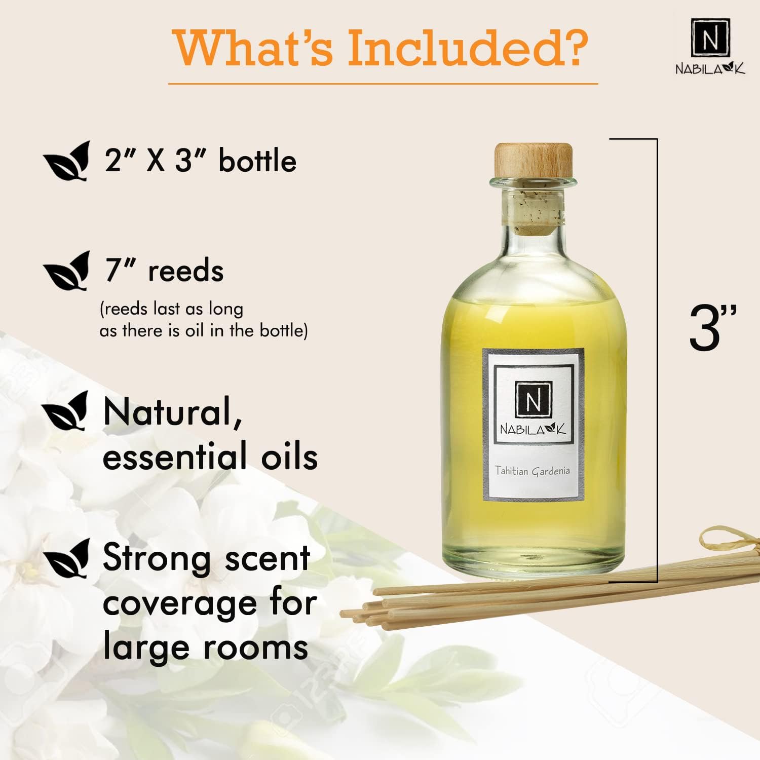 Nabila K Tahitian Gardenia Reed Diffuser Set