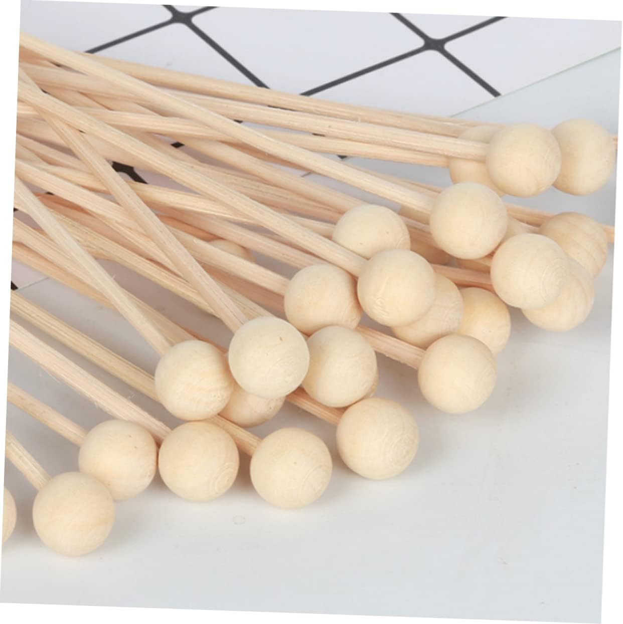 Zerodeko 10pcs Natural Rattan Diffuser Sticks with Wooden Bead Reeds for Home Fragrance