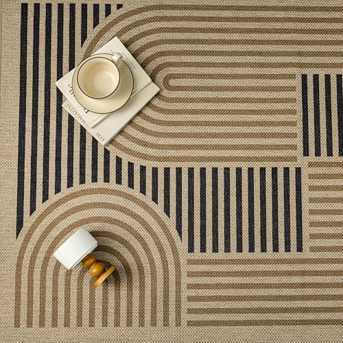 Modern Geometric Jute Inspired Non Slip Area Rug