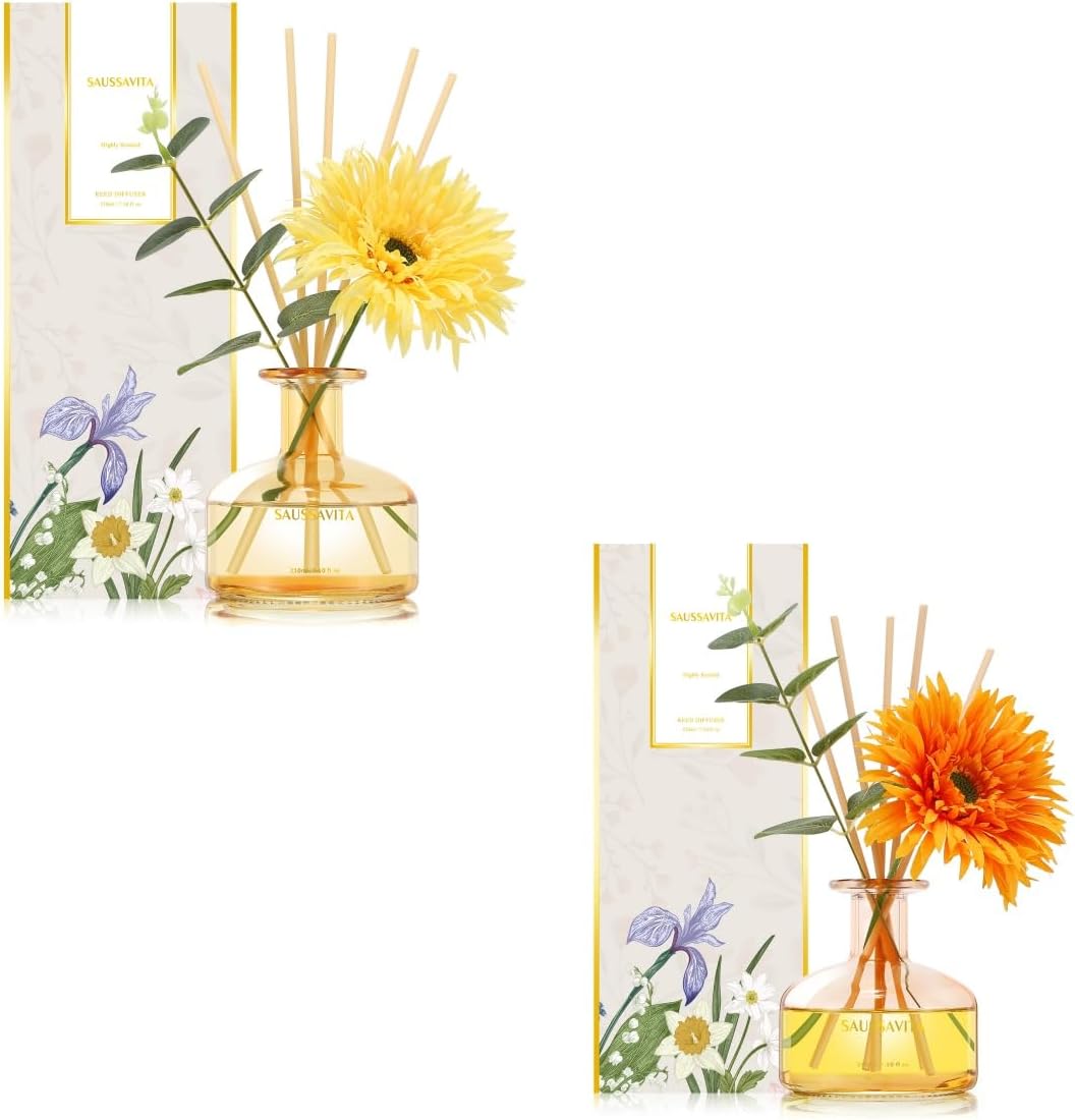 Saussavita Reed Diffusers Set 710 oz Apple Blossom and Grapefruit Scent