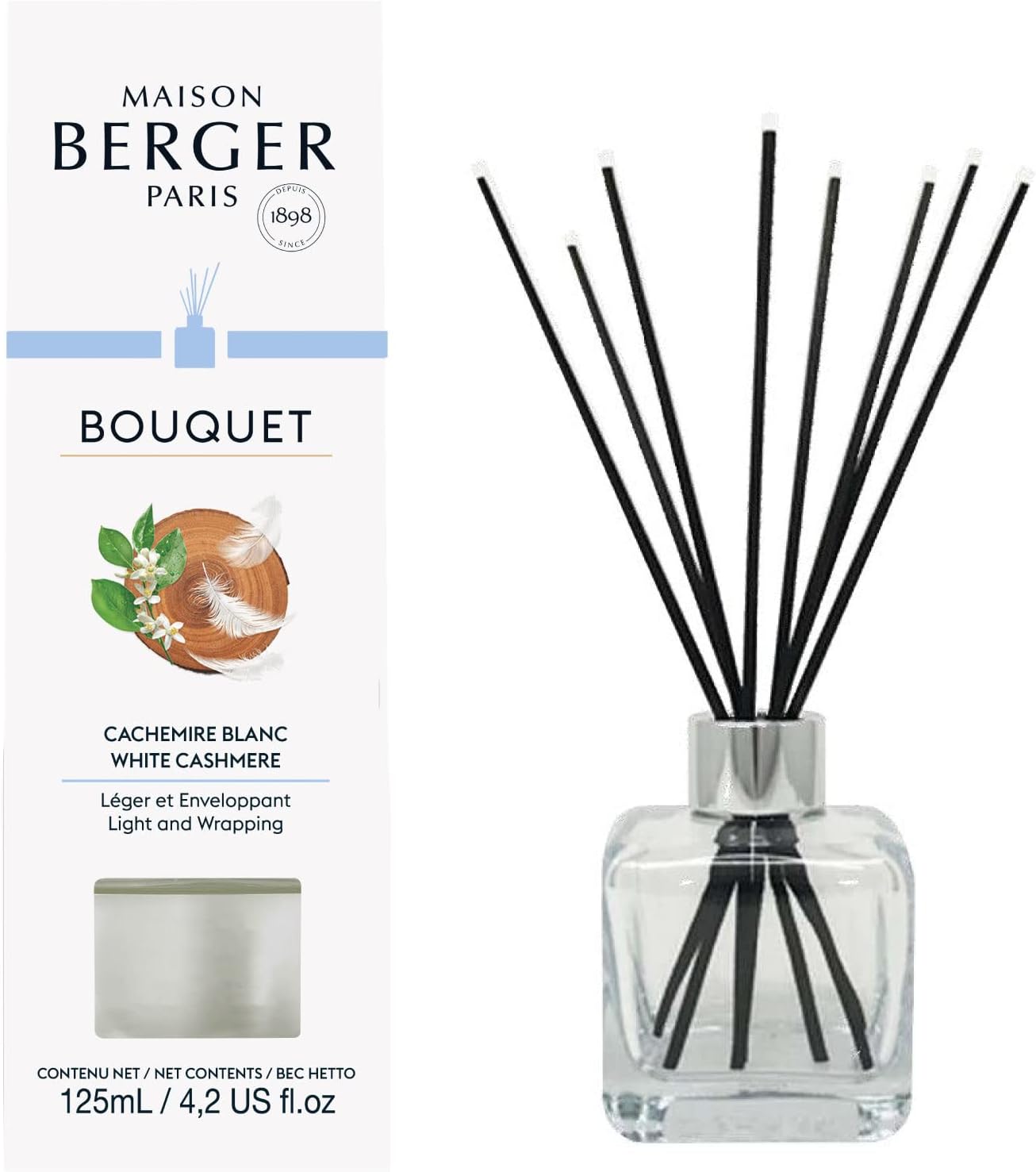 MAISON BERGER Reed Diffuser Cube Clear Scented Bouquet with Reed Sticks