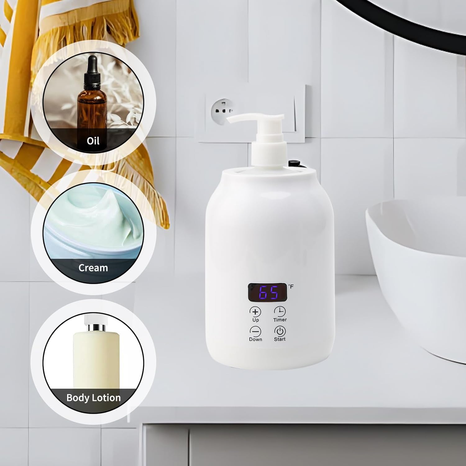 Massage Oil Warmer with 2 Bottles and Digital Timer
