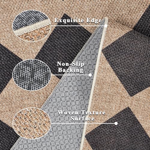 Zeeinx Checkered Jute Rug 3x5 Outdoor Indoor