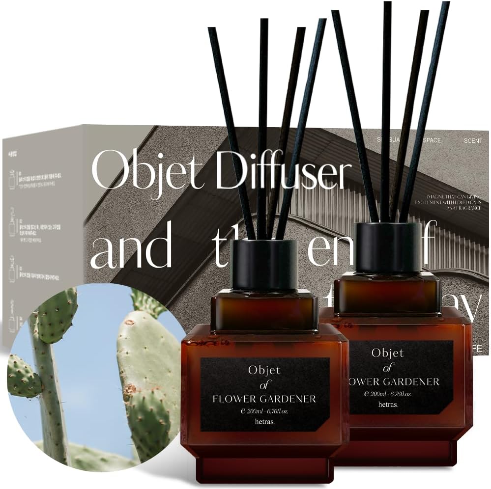 HETRAS Objet Diffuser Set 67 Fl Oz 2 Pack Cactus Fresh Greenery Scent
