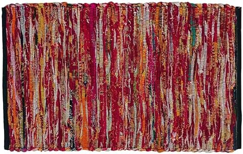 Ramanta Home Cotton Chindi Hand Woven Rug - 2x3 ft Multi Color Reversible Area Rug