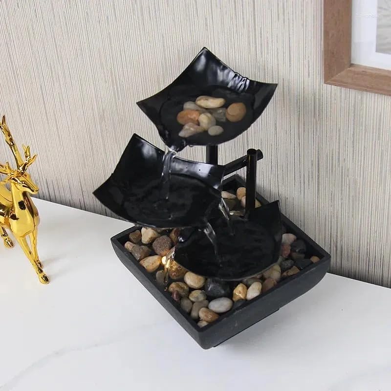 3-Tier Lotus Leaf Waterfall Fountain Black