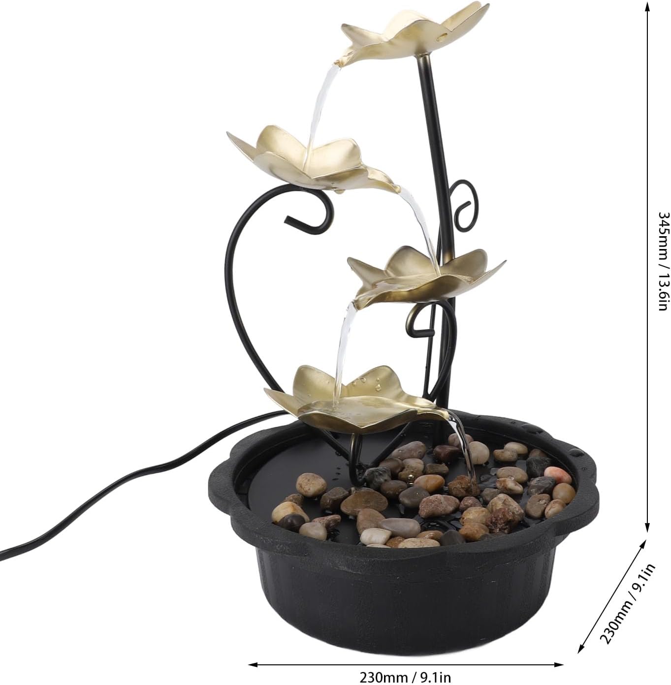 Tabletop Fountain with LED Light and 3-Tier Waterfall Design