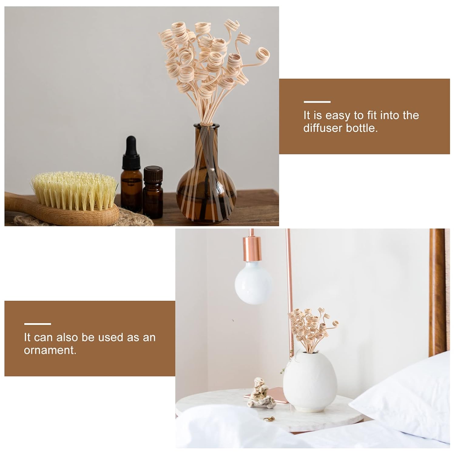 20Pcs Wavy Reed Diffuser Sticks Natural Rattan Khaki